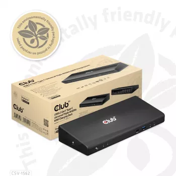CLUB3D CSV-1562 είναι ένας καθολικός σταθμός φόρτισης USB3.2 Gen1 Type-C Triple 4K30Hz και πιστοποιημένος DisplayLink®. Ο καθολικός σταθμός φόρτισης