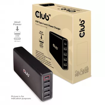 Φορτιστής CLUB3D USB Type A και C, 5 θύρες έως 111 W