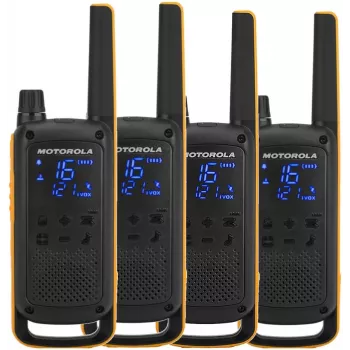 Αμφίδρομος ασύρματος Motorola Talkabout T82 Extreme Quad Pack — 4× PMR-Φορητές συσκευές, 16 Κανάλια, IPX4, 500 mW, NiMH επαναφορτιζόμενη, Micro-USB