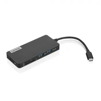 Lenovo GX90T77924 σταθμός σύνδεσης — USB-C hub με HDMI 1.4, 2×USB-A 3.2 Gen1, USB‑2.0, αναγνώστη καρτών microSD, γκρι