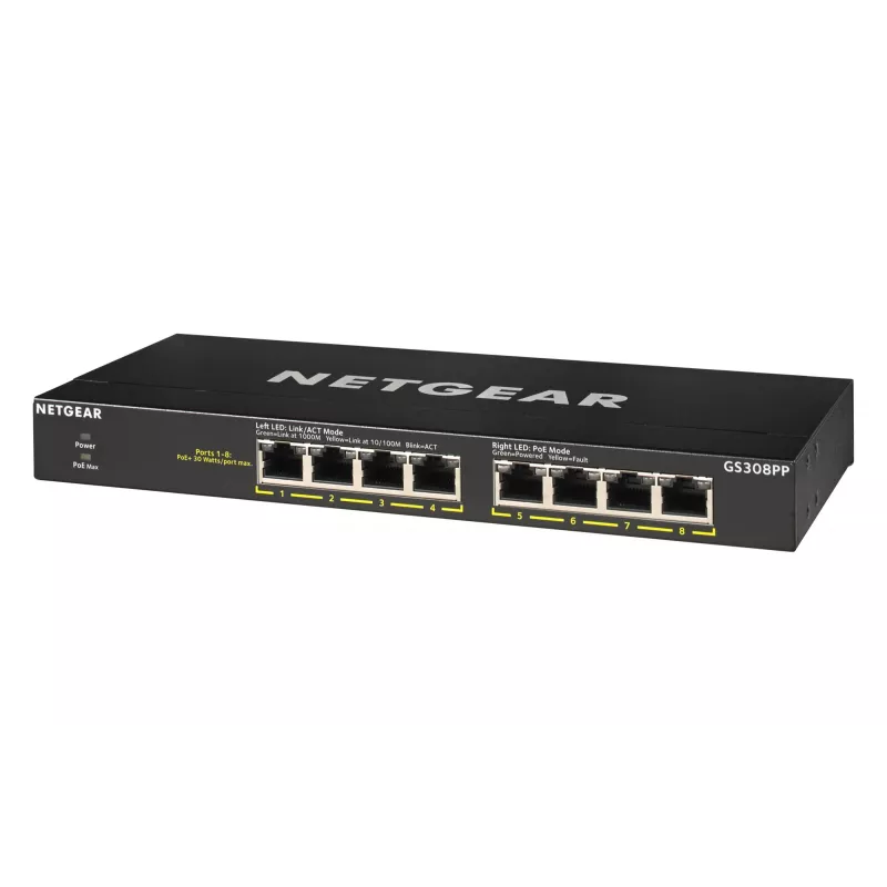 NETGEAR GS308PP Unmanaged Gigabit Ethernet (10/100/1000) Power over Ethernet (PoE) Μαύρο