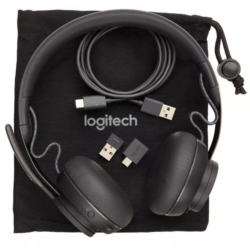 Logitech Zone Wireless MS 981-000854 ακουστικά Bluetooth, on-ear, ενεργή ακύρωση θορύβου, ασύρματη φόρτιση Qi, Microsoft Teams, γραφίτης