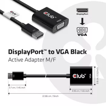 CLUB3D DisplayPort™ σε VGA Μαύρο Ενεργός προσαρμογέας M/F
