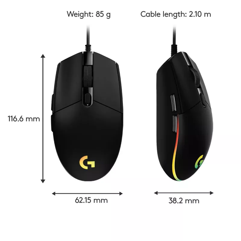 LOGITECH G203 Lightsync Ποντίκι gaming USB Μαύρο