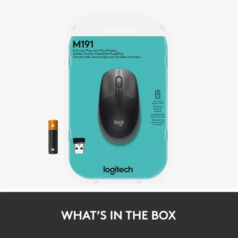 LOGITECH M190 Full-Size Ασύρματο ποντίκι Charcoal
