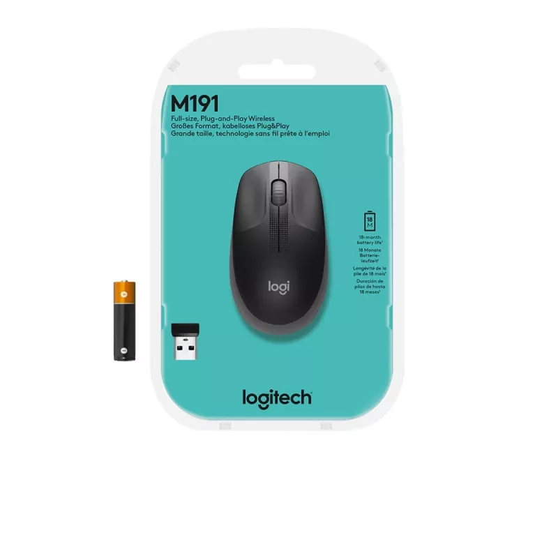 LOGITECH M190 Full-Size Ασύρματο ποντίκι Charcoal