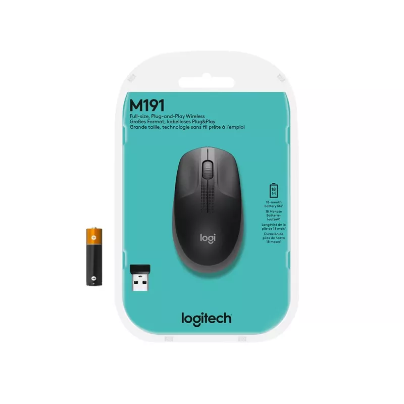 LOGITECH M190 Full-Size Ασύρματο ποντίκι Μεσαίο γκρι