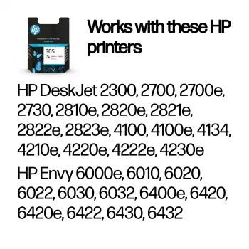 HP 305 Γνήσια κασέτα μελανιού με τρία χρώματα, Cyan, Magenta, Κίτρινο, 1 τεμ., 100 σελίδες