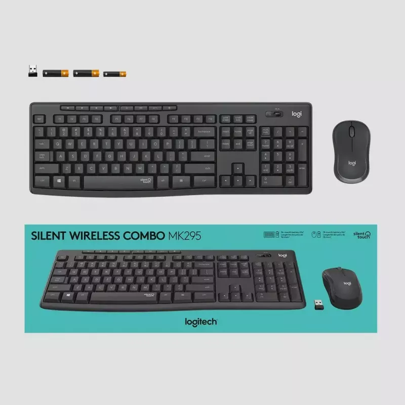 Logitech MK295 Silent Wireless Combo πληκτρολόγιο RF Wireless QWERTY US International μαύρο