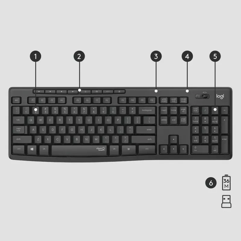 Logitech MK295 Silent Wireless Combo πληκτρολόγιο RF Wireless QWERTY US International μαύρο