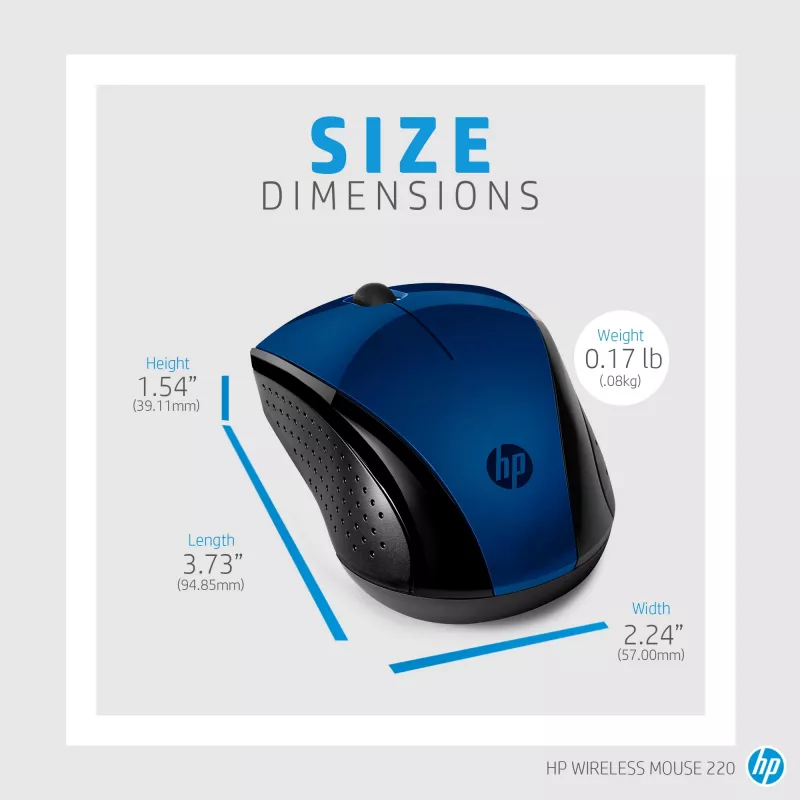 HP Wireless Mouse 220 (Lumiere Blue), αμφιδέξιο, RF Wireless, Μπλε