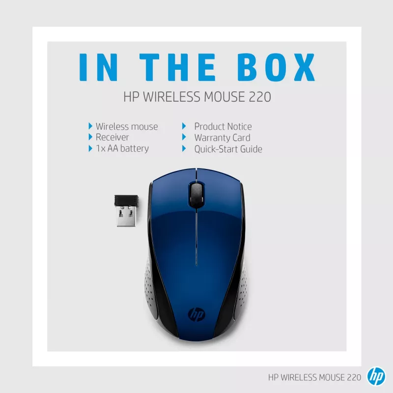 HP Wireless Mouse 220 (Lumiere Blue), αμφιδέξιο, RF Wireless, Μπλε