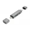 DIGITUS Combo Card Reader Hub (USB-C+USB 3.0) 1x SD, 1x MicroSD, 1x USB 3.0, γκρι