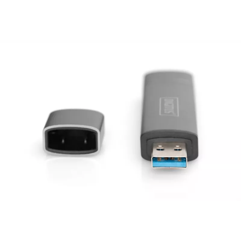 DIGITUS Combo Card Reader Hub (USB-C+USB 3.0) 1x SD, 1x MicroSD, 1x USB 3.0, γκρι