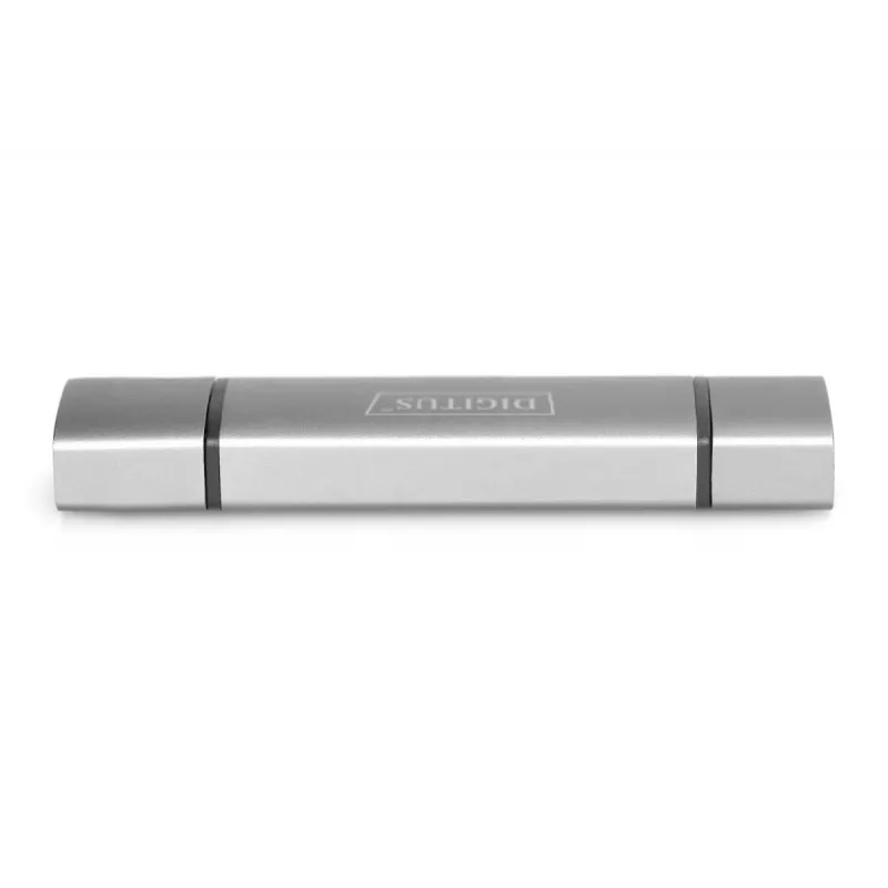 DIGITUS Combo Card Reader Hub (USB-C+USB 3.0) 1x SD, 1x MicroSD, 1x USB 3.0, γκρι