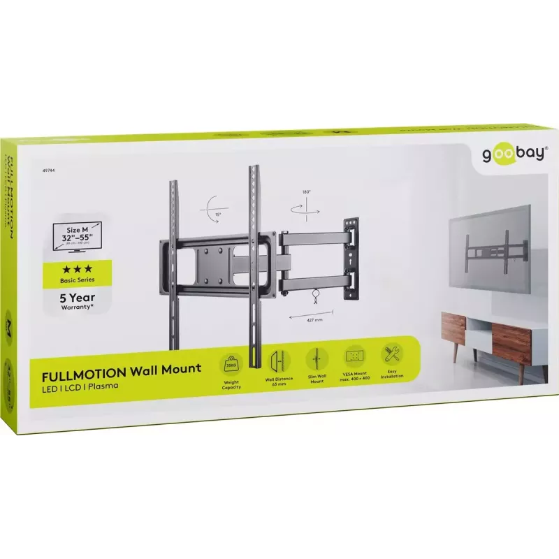 Βάση στήριξης TV στον τοίχο Goobay Basic FULLMOTION M 35 kg 32-55 ίντσες