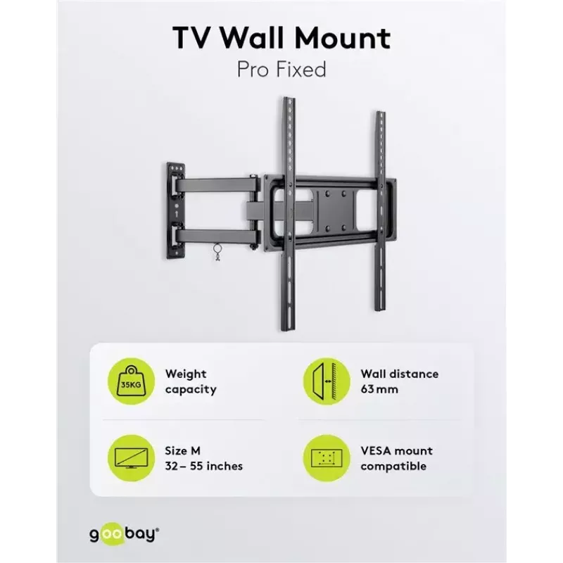 Βάση στήριξης TV στον τοίχο Goobay Basic FULLMOTION M 35 kg 32-55 ίντσες