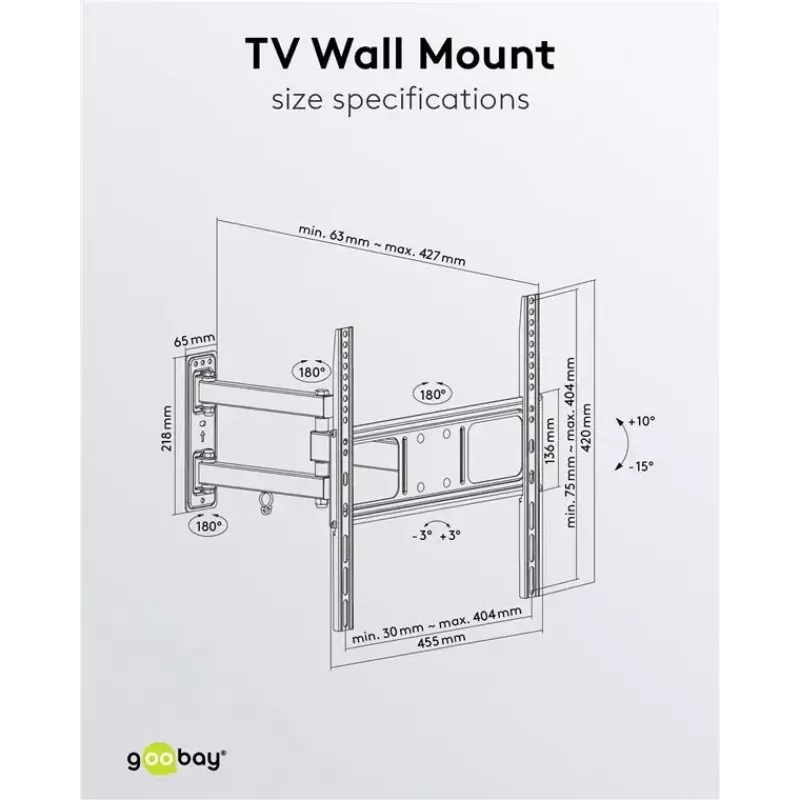 Βάση στήριξης TV στον τοίχο Goobay Basic FULLMOTION M 35 kg 32-55 ίντσες
