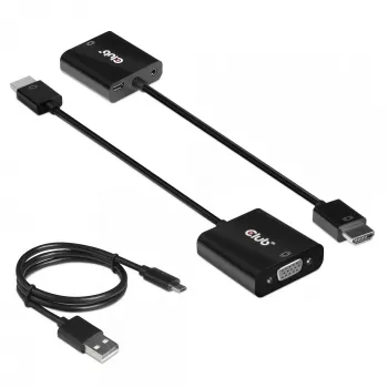 CLUB3D CAC-1302 Προσαρμογέας καλωδίου βίντεο 0,5 m HDMI Type A (Standard) VGA (D-Sub) Μαύρο
