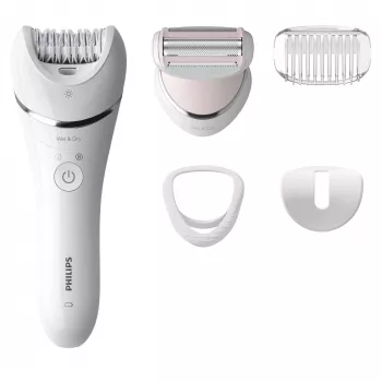 Αποτριχωτική μηχανή Philips BRE710/00, ασύρματη αποτρίχωση υγρή και στεγνή, 32 δίσκοι, 40 λεπτά διάρκεια, 2 ταχύτητες, λευκή