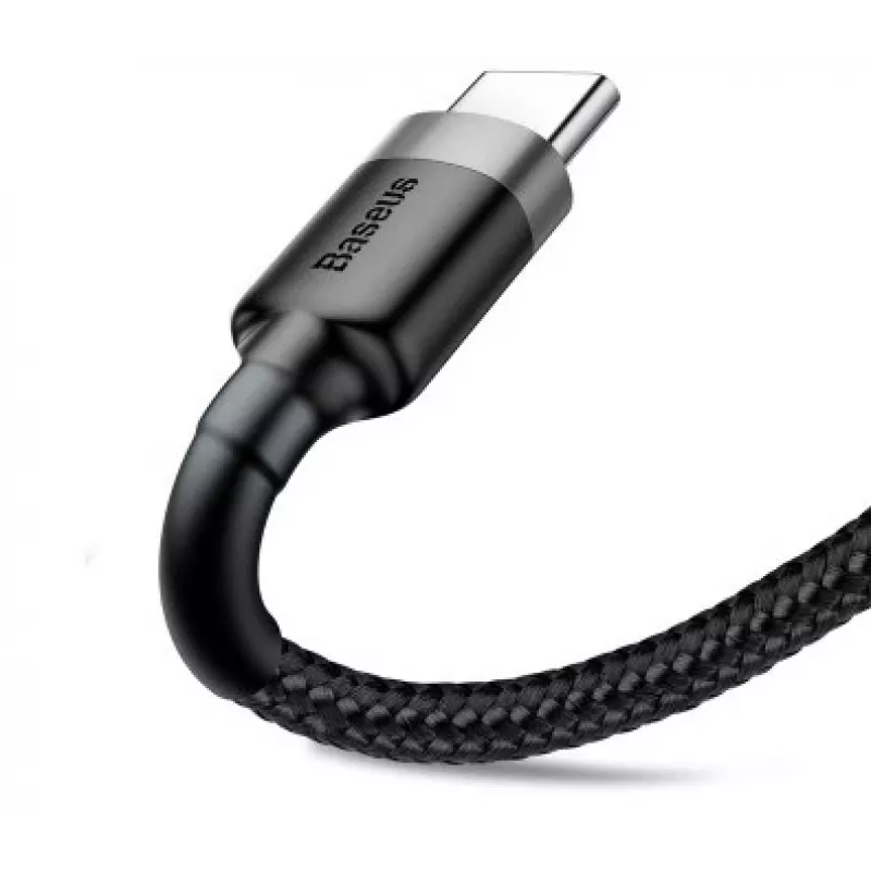 BASEUS πλεκτό καλώδιο γρήγορης φόρτισης Cafule - USB Type-A σε Type-C 2A - 3m - γκρι/μαύρο (νάιλον)