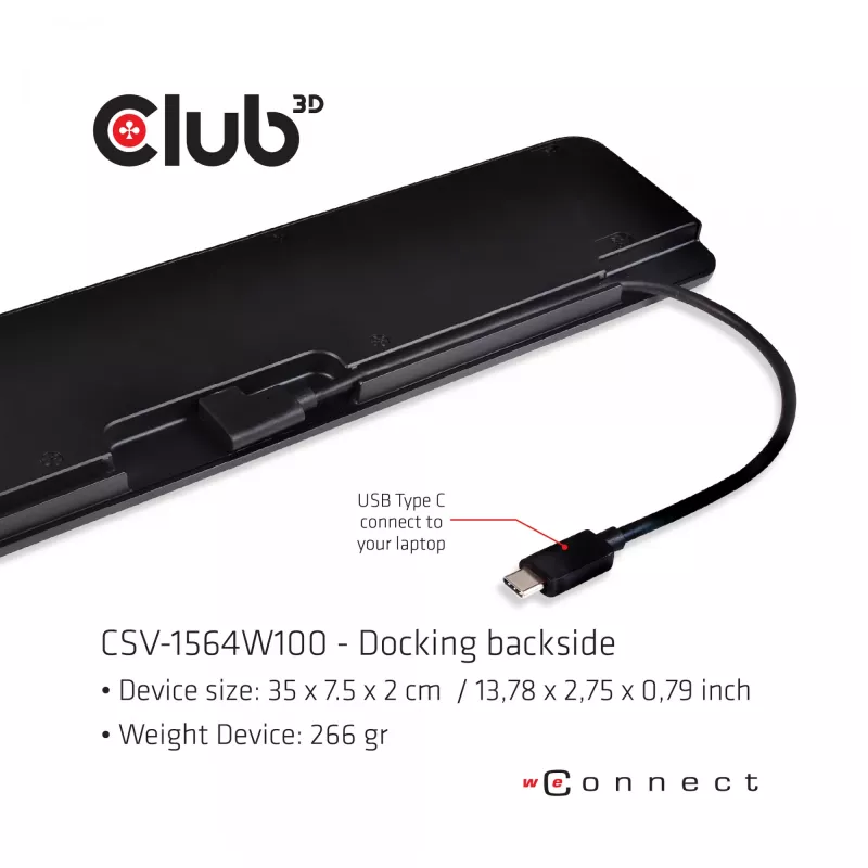 CLUB3D USB Type C 3.2 Gen1 Triple Display Dynamic PD Charging Dock 100W PD Power Φορτιστής