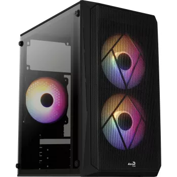 Κουτί PC AEROCOOL CS107V2 Mini Tower — Μαύρο, microATX/Mini-ITX, 2x120mm ανεμιστήρες, 1x3,5 ίντσες + 2x2,5 ίντσες θέσεις