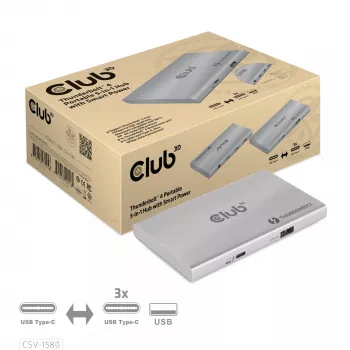 CLUB3D πιστοποιημένος φορητός Thunderbolt™4 hub 5 σε 1 με Smart Power