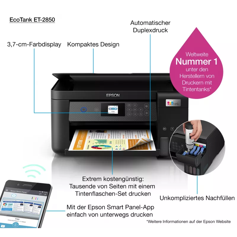 Epson EcoTank ET-2850 A4 πολυλειτουργικός εκτυπωτής ink tank Wi-Fi