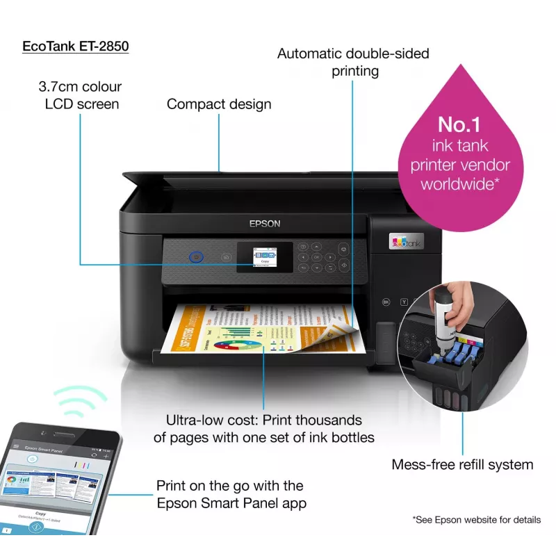 Epson EcoTank ET-2850 A4 πολυλειτουργικός εκτυπωτής ink tank Wi-Fi