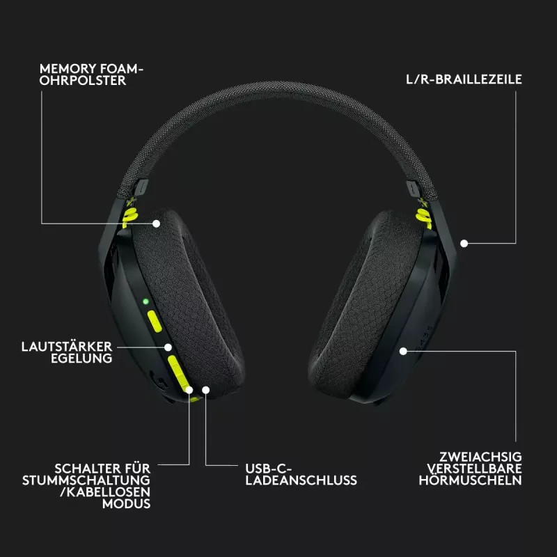 LOGITECH G435 Lightspeed ασύρματο gaming headset - μαύρο