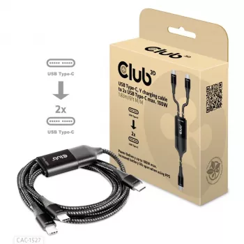CLUB3D USB Type-C, καλώδιο φόρτισης Y σε 2x USB Type-C, max. 100W, 1,83m/6ft M/M