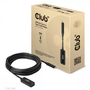 Club 3D CAC-1536 καλώδιο προέκτασης USB 3.2 Gen2 Type-C σε Type-A, 10 Gbps, αρσενικό/θηλυκό, 5 m, μαύρο