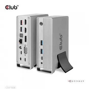 Docking Station CLUB3D CSV-1568 Μεταλλικό κουτί USB Gen2 Type-C USB Gen2 Type-A HDMI DP VGA RJ45 120W