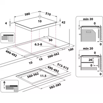 Επαγωγική εστία WHIRLPOOL AKT 801/NE — 4 ζώνες 60 cm, Χειριστήρια αφής, μαύρη κεραμική ύαλος