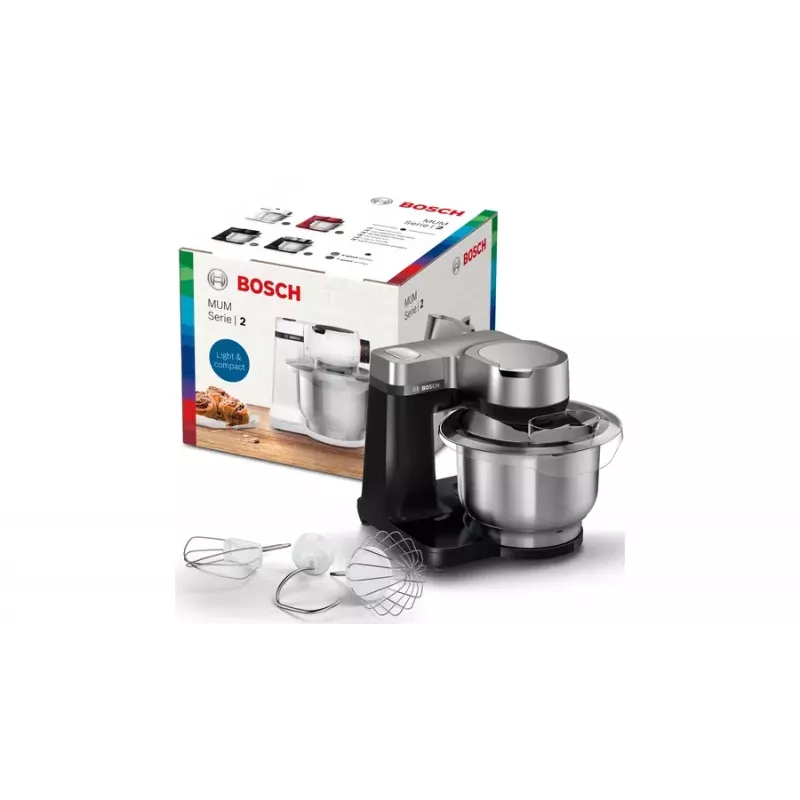 Bosch Serie 2 MUMS2VM00 Μίξερ κουζίνας 900 W 3,8 l Μαύρο, Ασημί