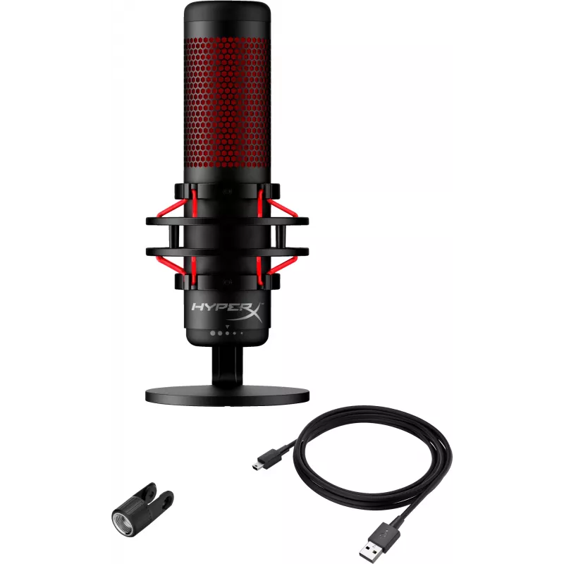 HyperX QuadCast - Μικρόφωνο USB (Μαύρο-Κόκκινο) - Κόκκινος φωτισμός