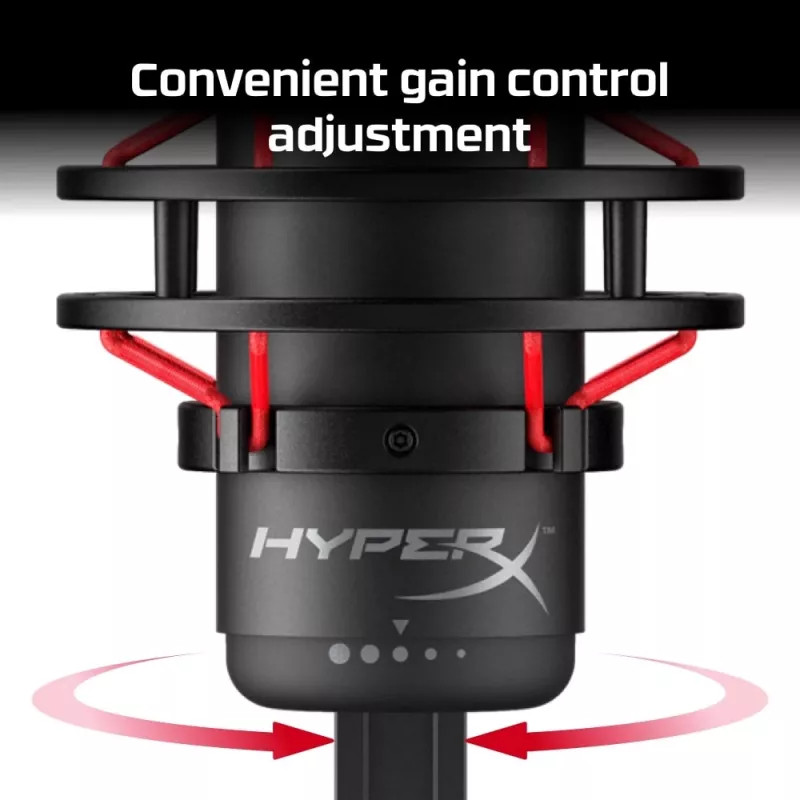 HyperX QuadCast - Μικρόφωνο USB (Μαύρο-Κόκκινο) - Κόκκινος φωτισμός