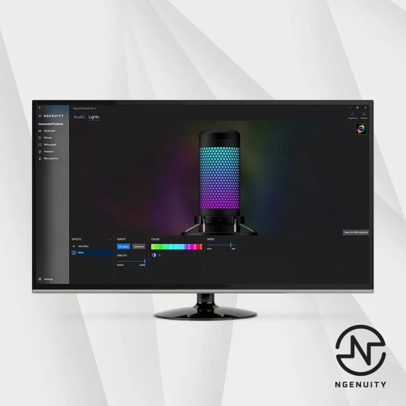 HyperX QuadCast S - Μικρόφωνο USB (Μαύρο-Γκρι) - Φωτισμός RGB