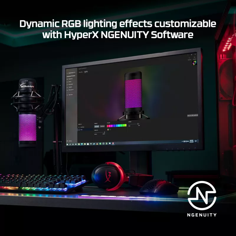 HyperX QuadCast S - Μικρόφωνο USB (Μαύρο-Γκρι) - Φωτισμός RGB