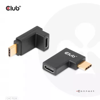 Σετ προσαρμογέων USB Type-C Gen2 γωνιακών, 2 τεμ. CLUB3D CAC-1528 — USB-C σε USB-C, υποστηρίζει 4K@120Hz