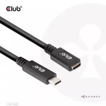 CLUB3D Καλώδιο επέκτασης USB Gen1 Type-C 5 Gbit/s 60 W (20 V/3 A) 4K60Hz αρσενικό/θηλυκό 2 m/6,56 ft