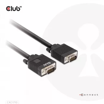 Club 3D CAC-1710 καλώδιο VGA HD-15 αρσενικό/αρσενικό, αμφίδρομο, 10 m, 1080p, μαύρο