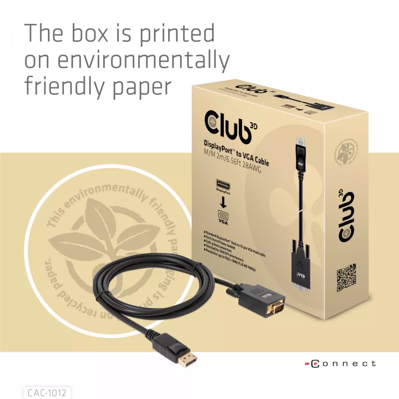 Καλώδιο DisplayPort σε VGA M/M CLUB3D CAC-1012 2m