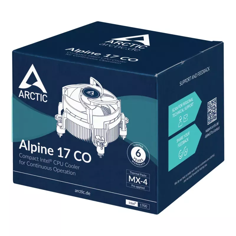 ARCTIC Alpine 17 CO Ψύκτρα επεξεργαστή αέρα 9,2 cm Μαύρο, Ασημί 1 τεμ.