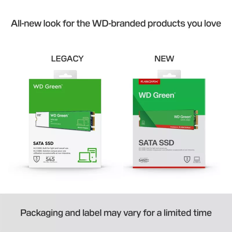 WESTERN DIGITAL SSD - WD Green - 480 GB - SATA 6 Gbit/s - M.2 2280 - MTTF 2,0 εκατ. ώρες