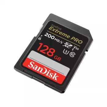 Κάρτα μνήμης flash SDXC SANDISK Extreme PRO 128 GB UHS-I U3 V30 — 200 MB/s ανάγνωση, 90 MB/s εγγραφή, Class 10