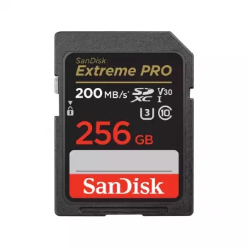 SDXC-κάρτα μνήμης SANDISK Extreme PRO 256 GB UHS‑I U3 V30 Class 10 — ανάγνωση 200 MB/s, εγγραφή έως 140 MB/s, ανθεκτική σε κρούσεις