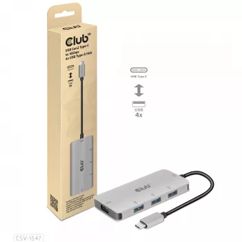 CLUB3D 4-Port USB-A Hub για USB-C – 10 Gbps γρήγορη μεταφορά