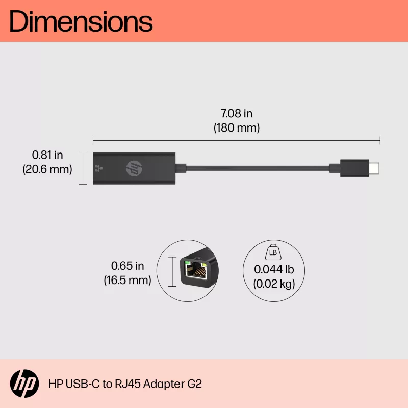 Προσαρμογέας RJ-45 HP USB-C to RJ45 Adapter G2